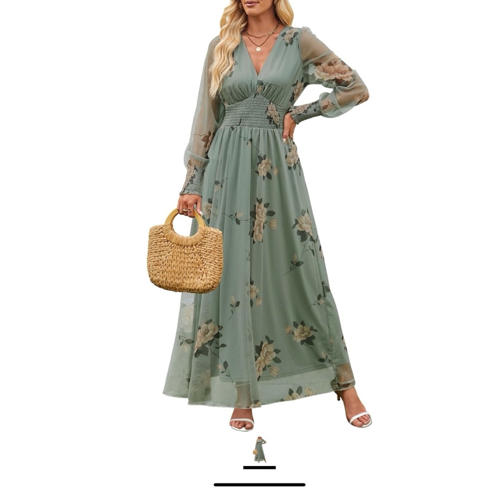 Chic Floral Long Sleeve Maxi Dress